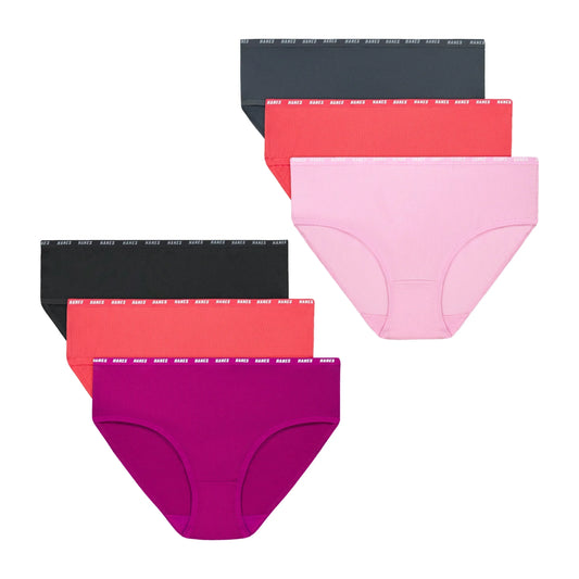 Hanes Moves Girls' Underwear Briefs, 6-Pack, Anti-Odor, X-Temp, Moisture Wicking