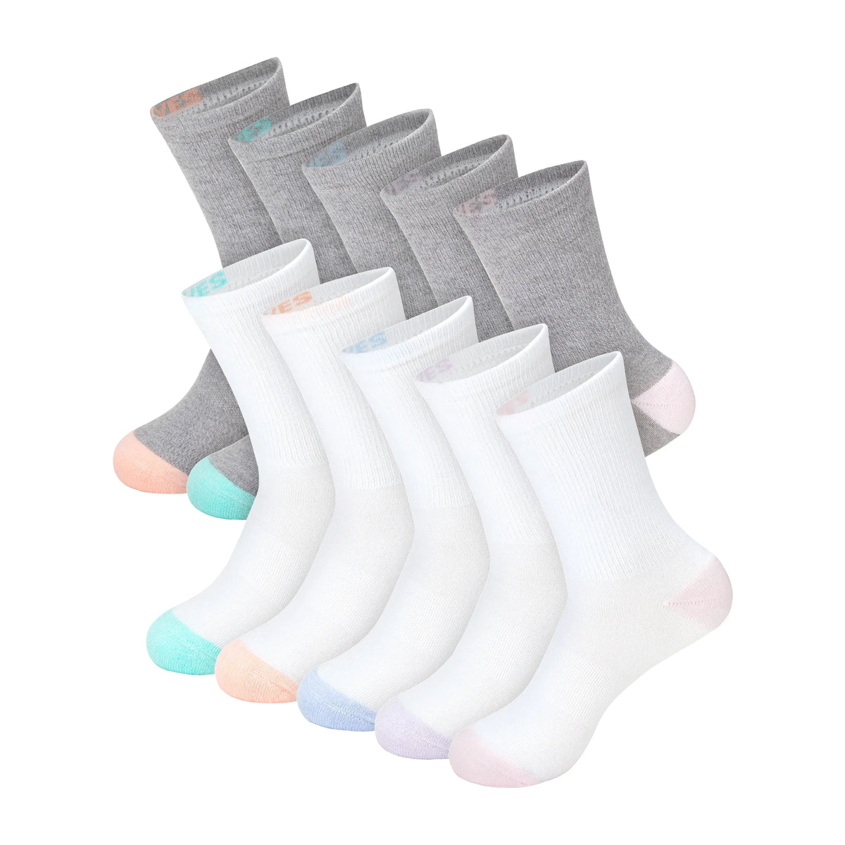 Hanes Moves X-Temp Women's Crew Socks, 10-Pairs, Shoe Sizes 5-9