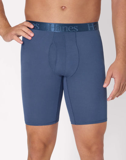 Hanes Originals Ultimate Men's SuperSoft Long Leg Boxer Brief Underwear, Assorted, 3-Pack