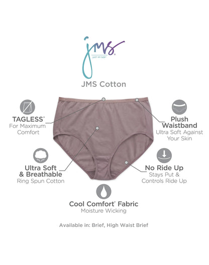 Hanes Just My Size Women's Cotton Brief Underwear, Assorted, 10-Pack (Plus Size)