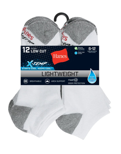 Hanes X-Temp Men's Lightweight Low Cut Socks, Shoe Sizes 6-12, 12-Pairs