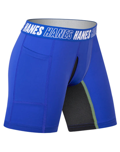 Hanes Moves Boys' Anti-Chafe Long Leg Boxer Brief Underwear, Assorted, 6-Pack