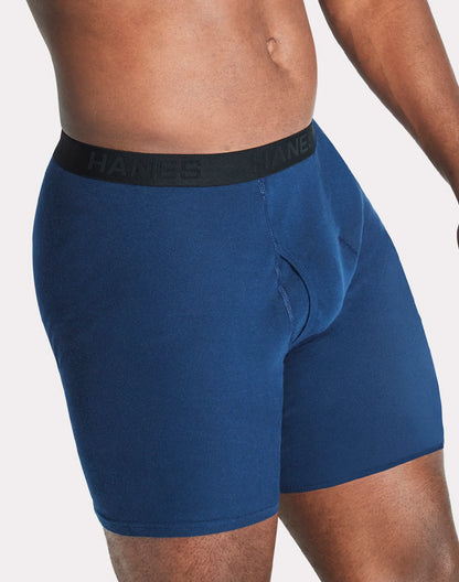 Hanes Ultimate Big Men&rsquo;s Cotton Boxer Brief Underwear, Blue-Red, 4-Pack (Big &amp; Tall Sizes)