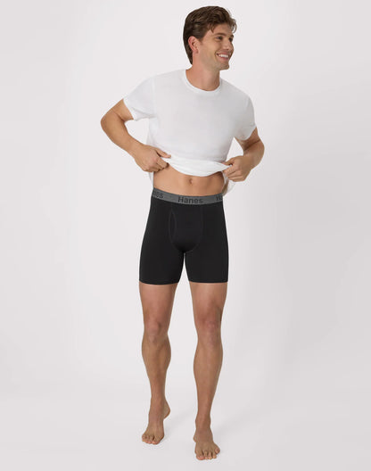 Hanes Stay Dry Pouch Men's Performance Stretch Boxer Brief Underwear, Black, 3-Pack