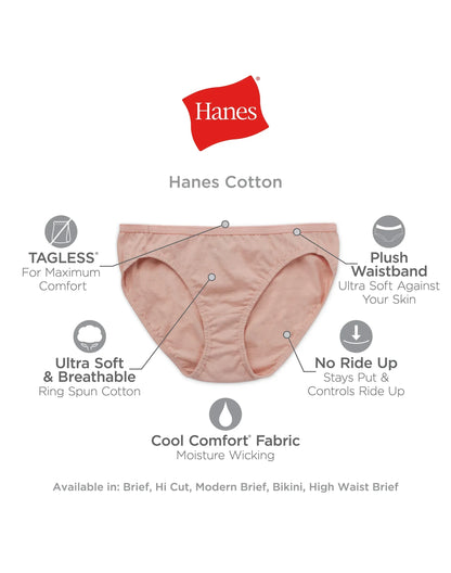 Hanes Women's Breathable Cotton Brief Underwear, White or Assorted, 10-Pack