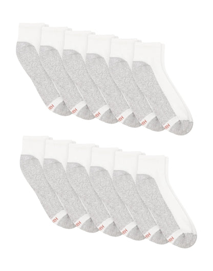Hanes Double Tough Men's Ankle Socks, Shoe Sizes 6-12, 12-Pairs