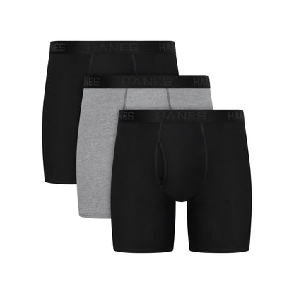 Hanes Ultimate Big Men's ComfortBlend Boxer Brief Underwear, Black/Grey, 3-Pack (Big &amp; Tall Sizes)