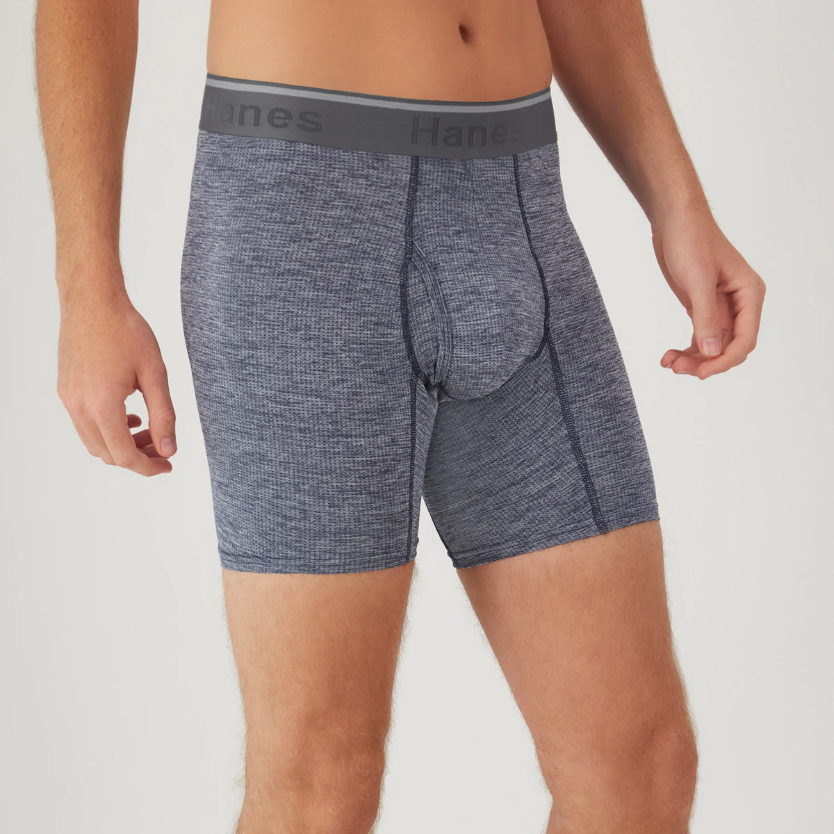 Hanes Comfort Flex Fit Men's Breathable Stretch Mesh Boxer Brief Underwear, Blue/Grey/Black, 3-Pack