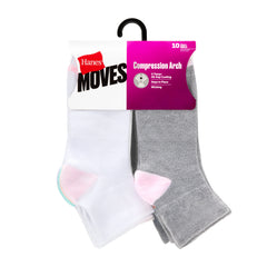 Hanes Moves X-Temp Women&rsquo;s Ankle Socks, 10-Pairs, Shoe Sizes 8-12
