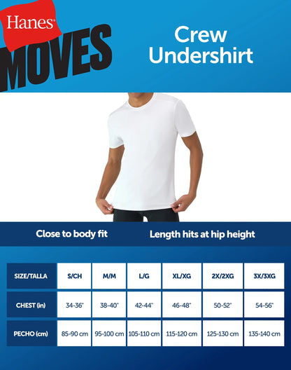 Hanes Moves Ultimate Men's Breathable Mesh Crewneck T-Shirt, X-Temp, White, 3-Pack