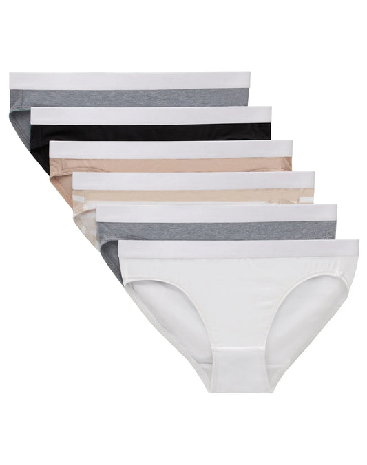 Hanes Originals Girls' Underwear Bikinis, 6-Pack, Cotton Stretch